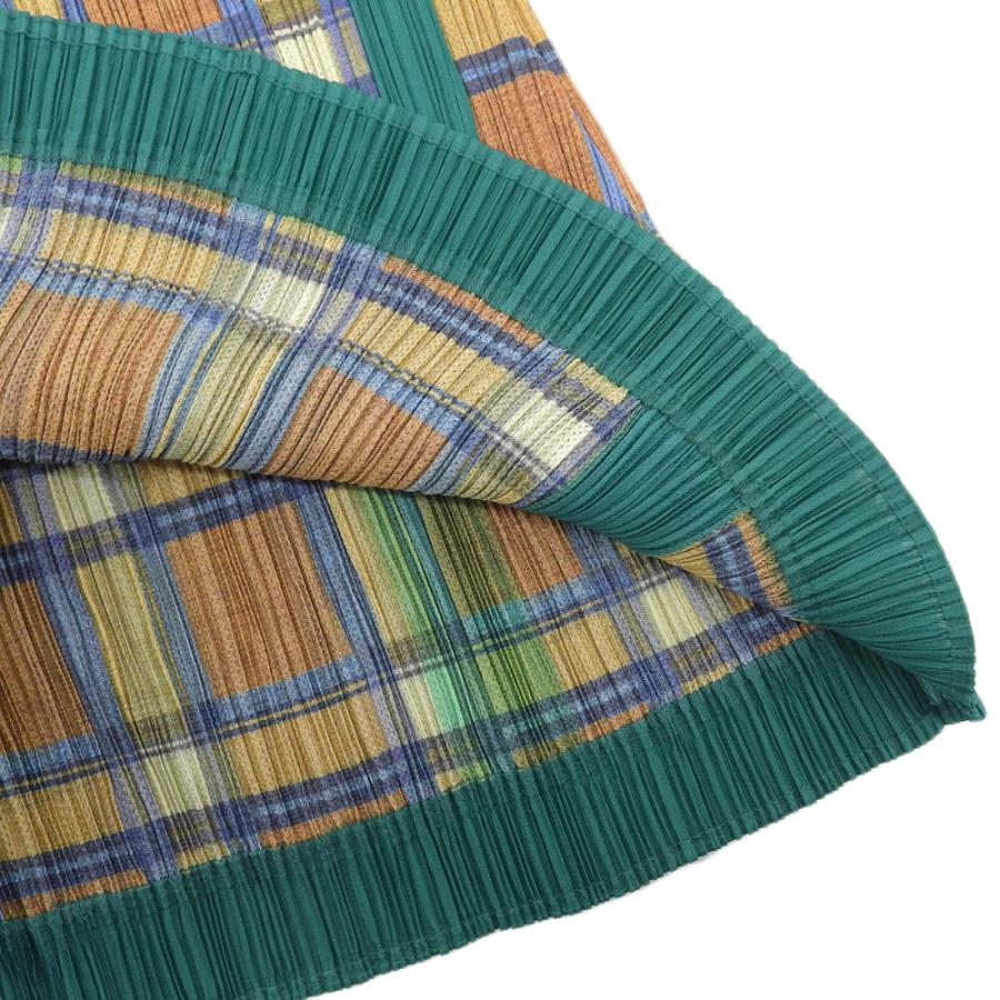 美品 PLEATS PLEASE プリーツプリーズ チェック グリーンライン