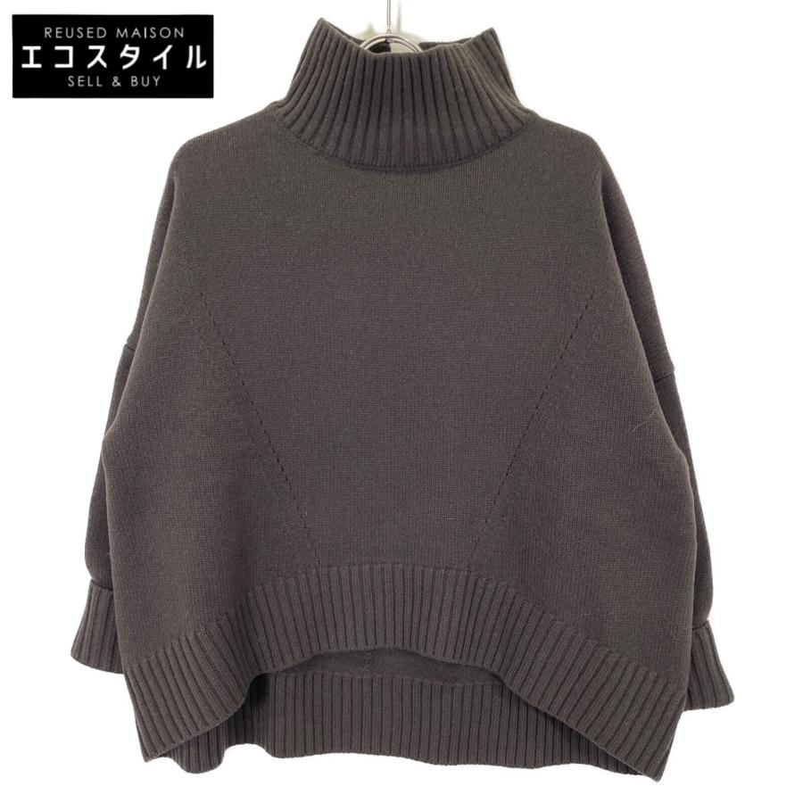 CINOH タートルネックニット　ブラウン　ニット　ハイネック　19wkn501 CINOH チノ 19WKN501 ブラウン モックネック ミドルゲージ オーバー