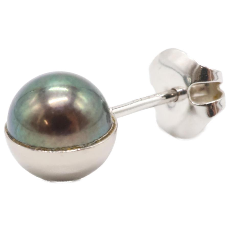 TASAKI タサキ 750 ブラックパール シングル ピアス ホワイトゴールド