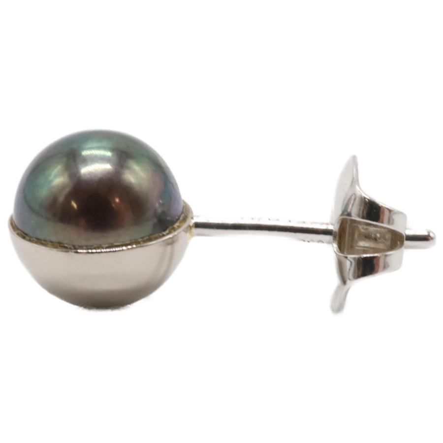 TASAKI タサキ 750 ブラックパール シングル ピアス ホワイトゴールド