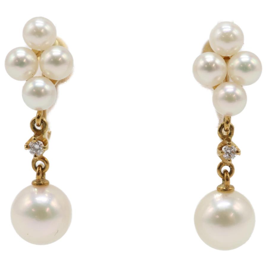 MIKIMOTO ミキモト K18 1Pダイヤモンド ベビーパール イヤリング 