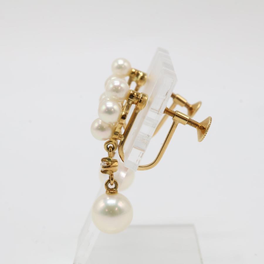 MIKIMOTO ミキモト K18 1Pダイヤモンド ベビーパール イヤリング 