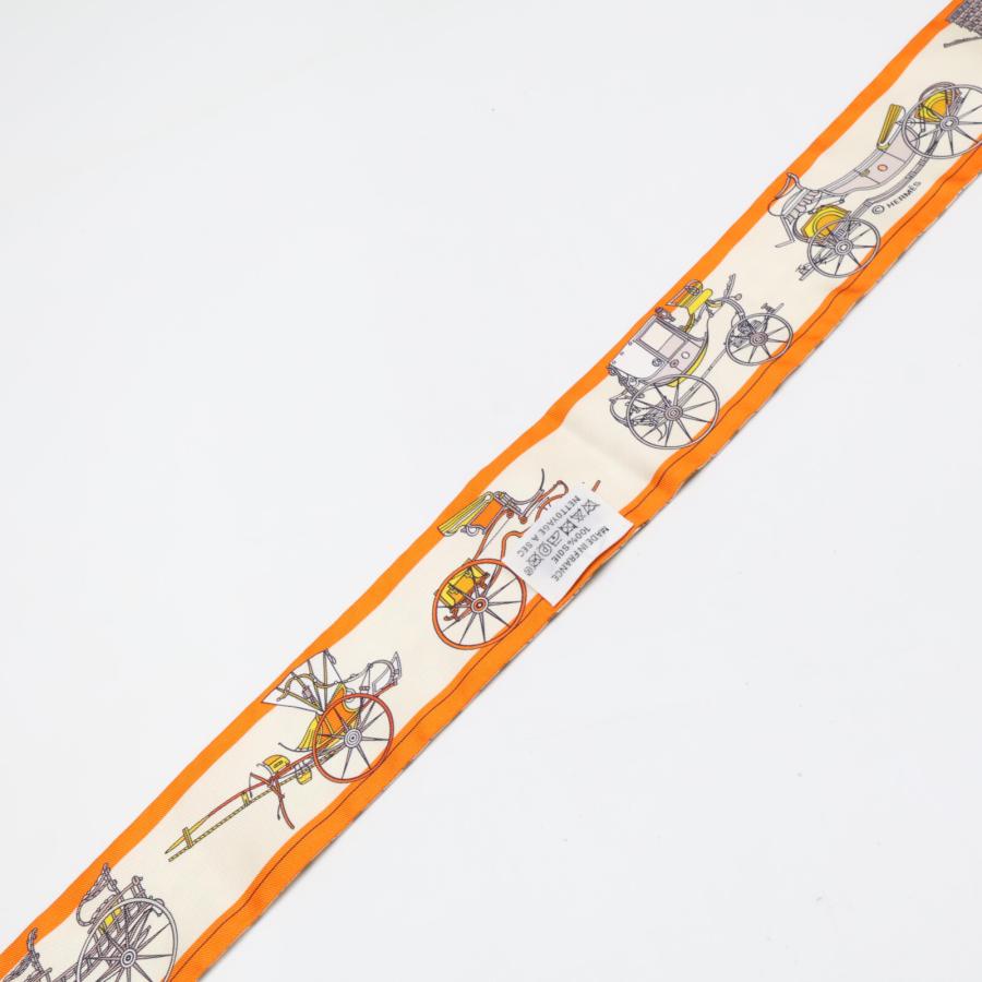 新品同様 HERMES エルメス 馬車の変遷 シルク100% ツイリー
