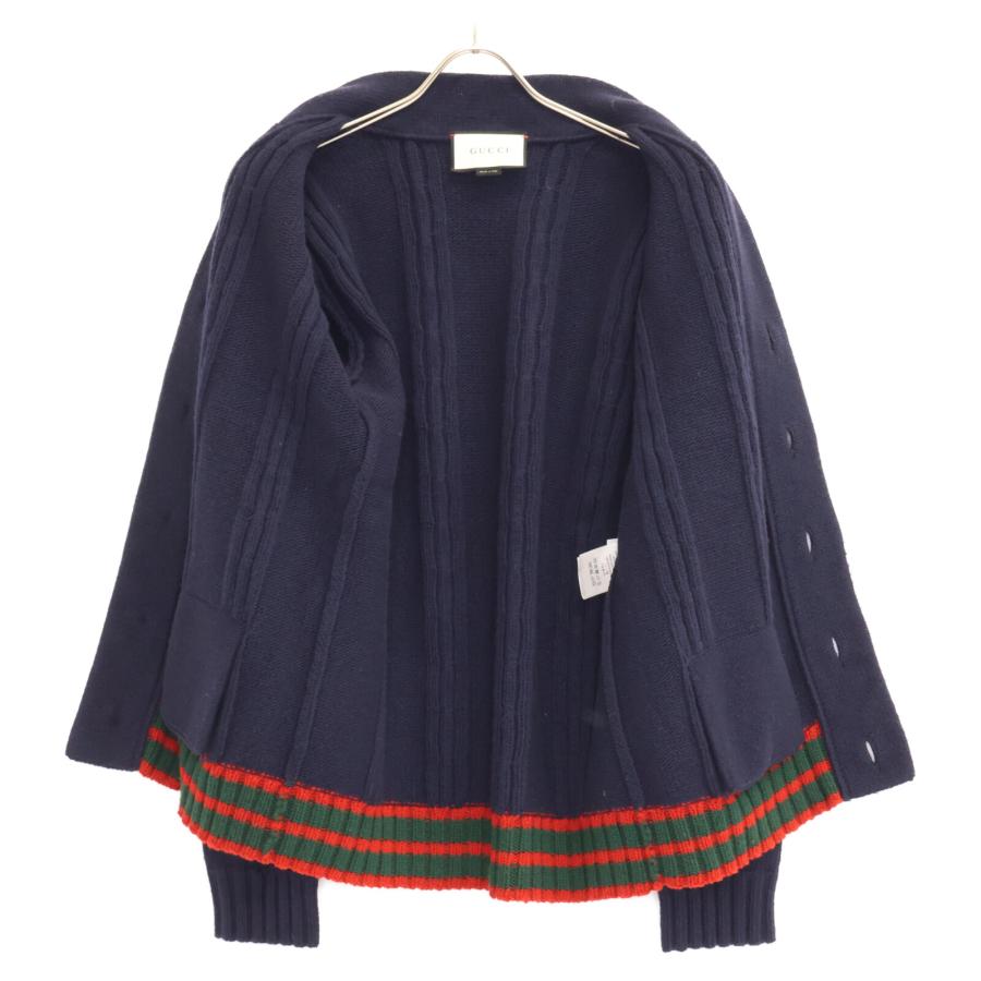 GUCCI グッチ 407658 ネイビー ウェブライン ケーブル編み GUCCI グッチ 407658 ネイビー ウェブライン ケーブル編み
