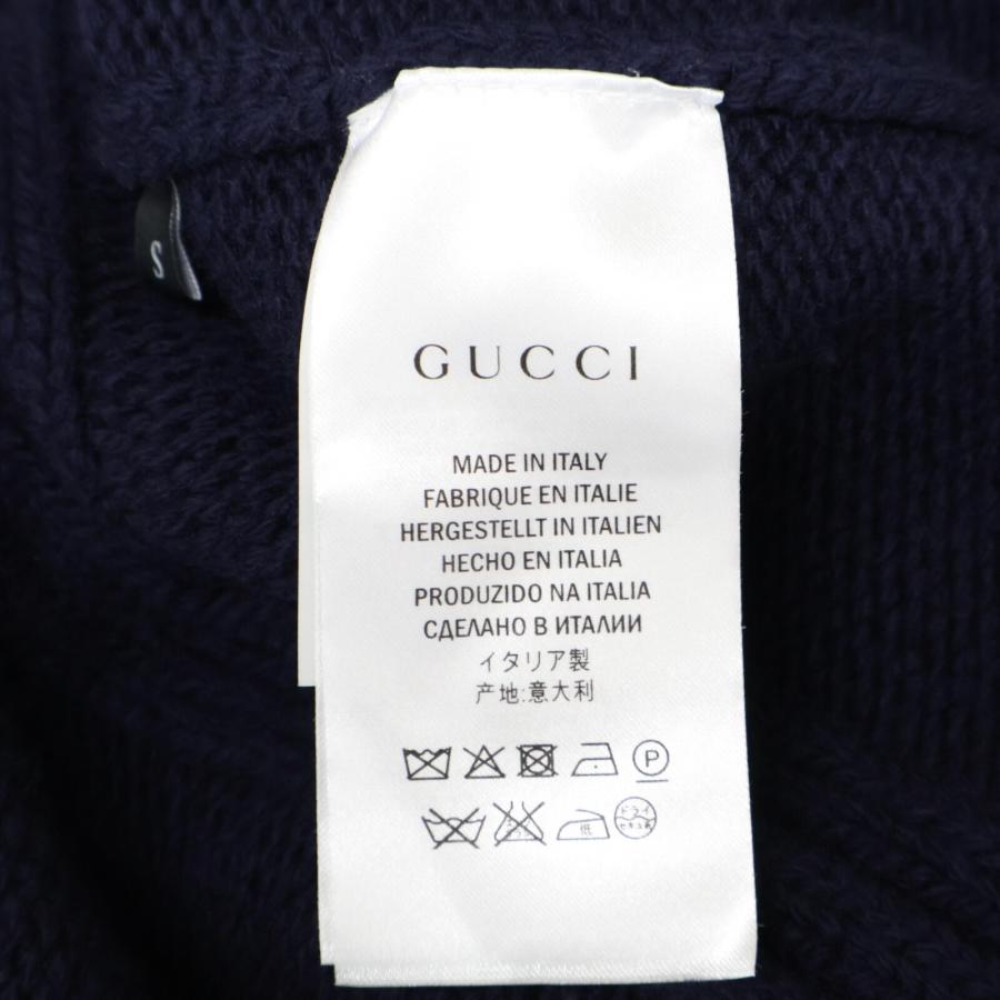 GUCCI グッチ 407658 ネイビー ウェブライン ケーブル編み ニット  
