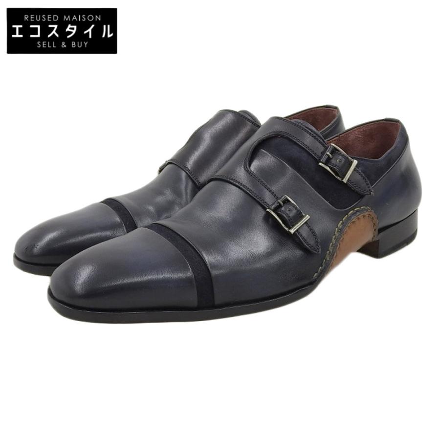 MAGNANNI マグナーニ ダブルモンクストラップ 41 ネイビー 美品中古