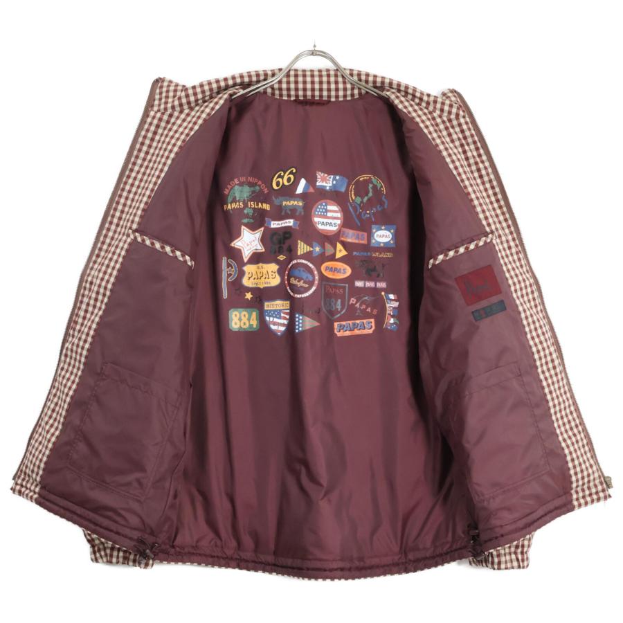 極美品 PAPAS パパス ダウンジャケット ドローコード チェック柄 Mサイズ PAPAS パパス D0431FJM001 チェック ダウンジャケット ブラウン M