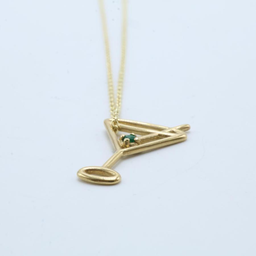 ALIITA MARTINI マティーニ エメラルド ネックレス トップ 美品 ALIITA アリータ 9KT MARTINI マティーニ エメラルド ネックレス
