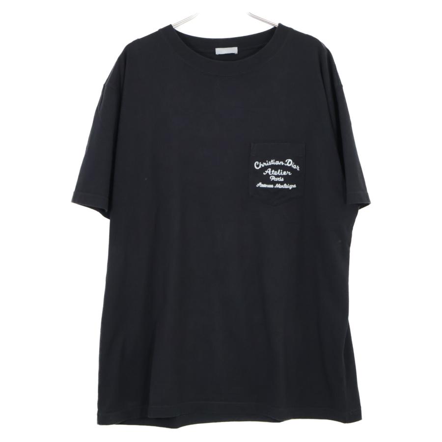 DIOR ディオール 19AW ブラック 293J645A0677 アトリエ刺繍 半袖Tシャツ ブラック XXL トップス コットン メンズ 中古の画像