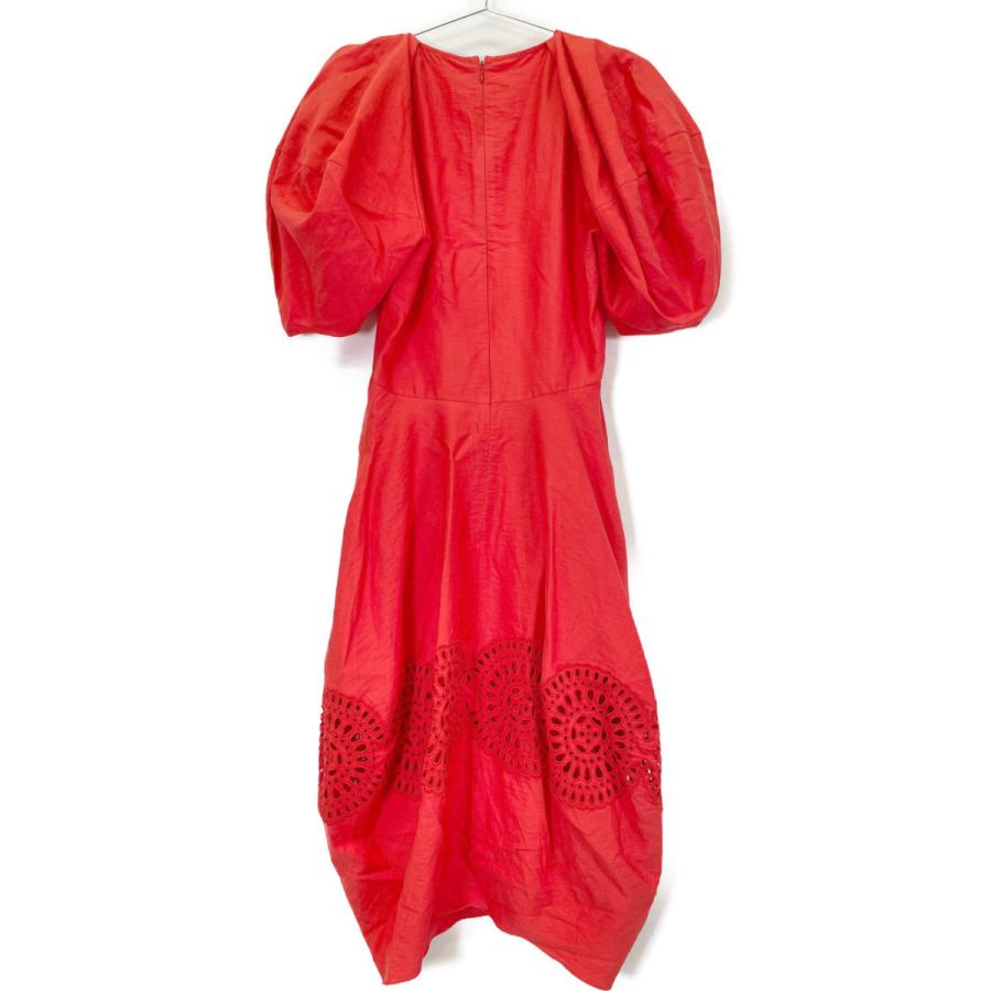 STELLA McCARTNEY ステラマッカートニー 6A0122 3BU304 レッド ブロデリーアングレーズパフスリーブドレス レッド 36 ワンピース リネン レディース 中古の画像