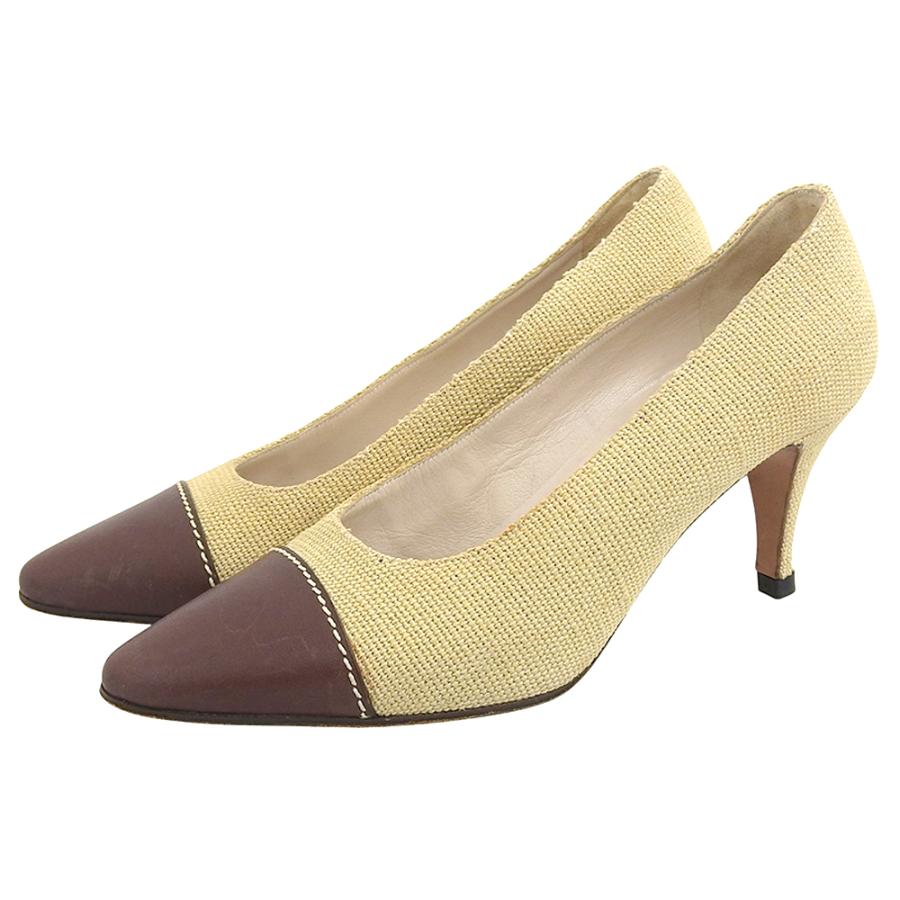 CHANEL シャネル バイカラー パンプス シューズ レディース ブラウン