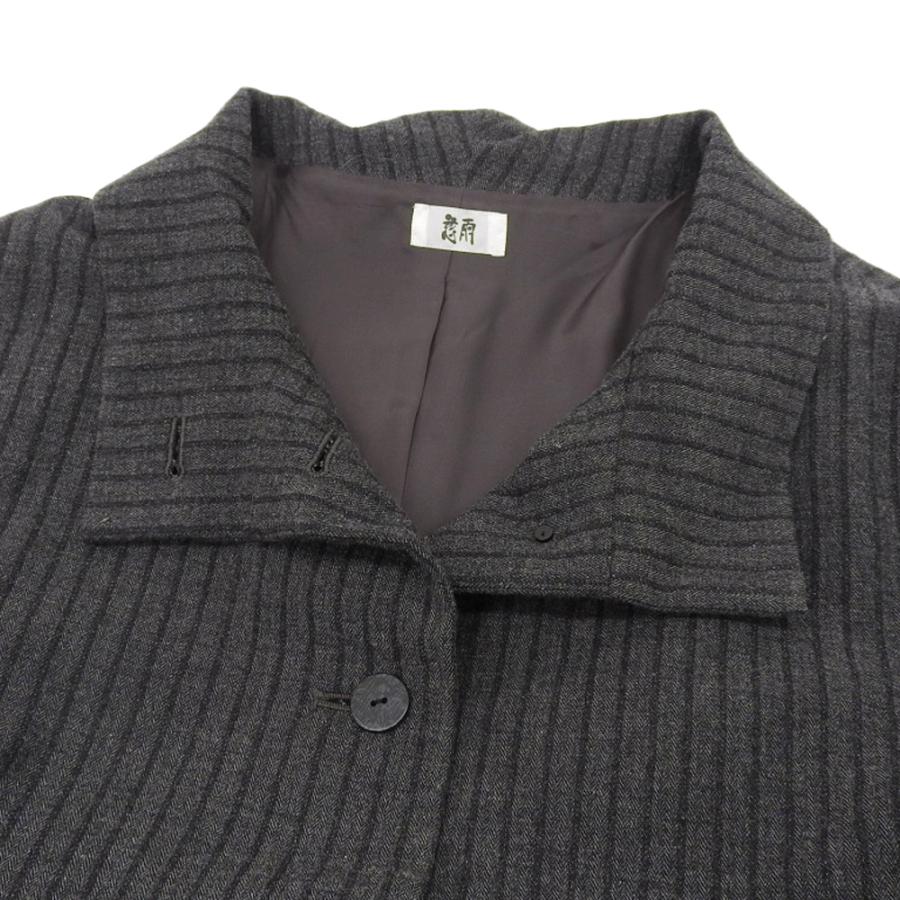 Jiu Senso Unico 慈雨 ストライプ アシンメトリー スタンドカラー A