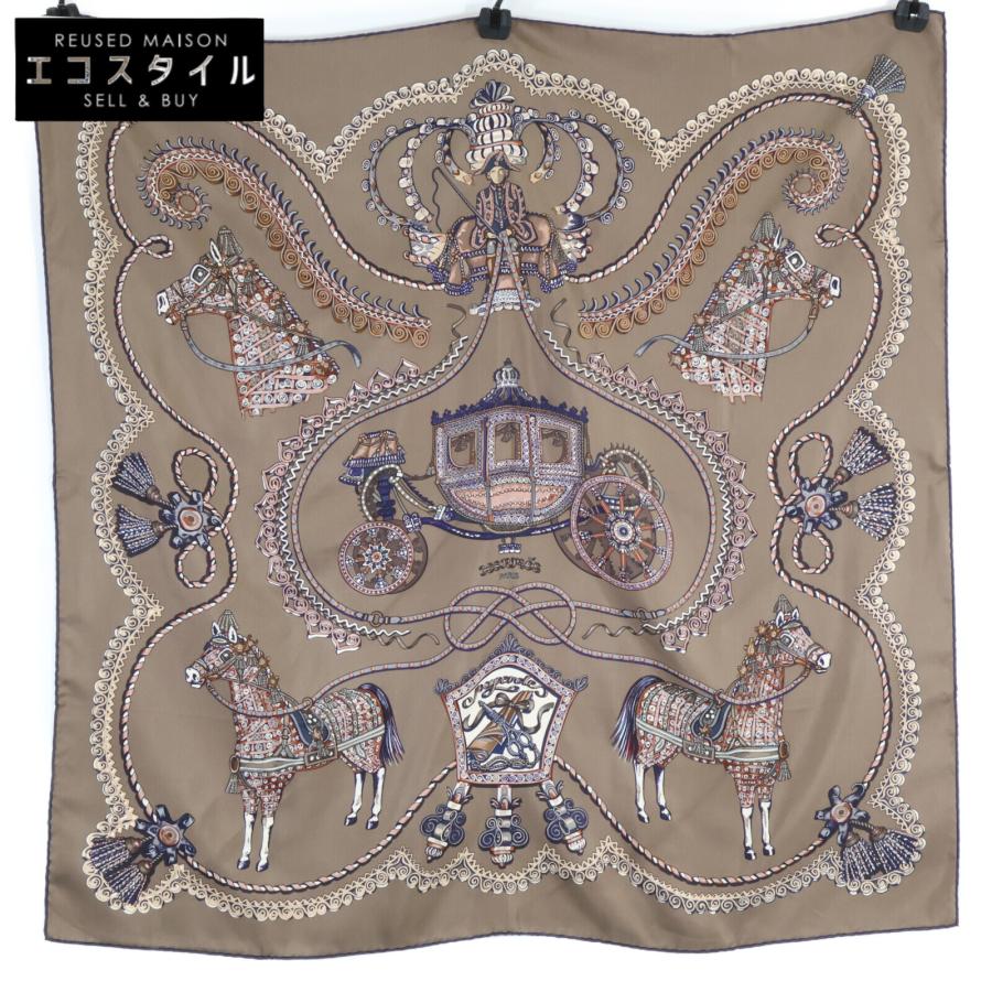 美品 HERMES エルメス PAPEROLES パプロール 馬車と貴族 シルク カレ90