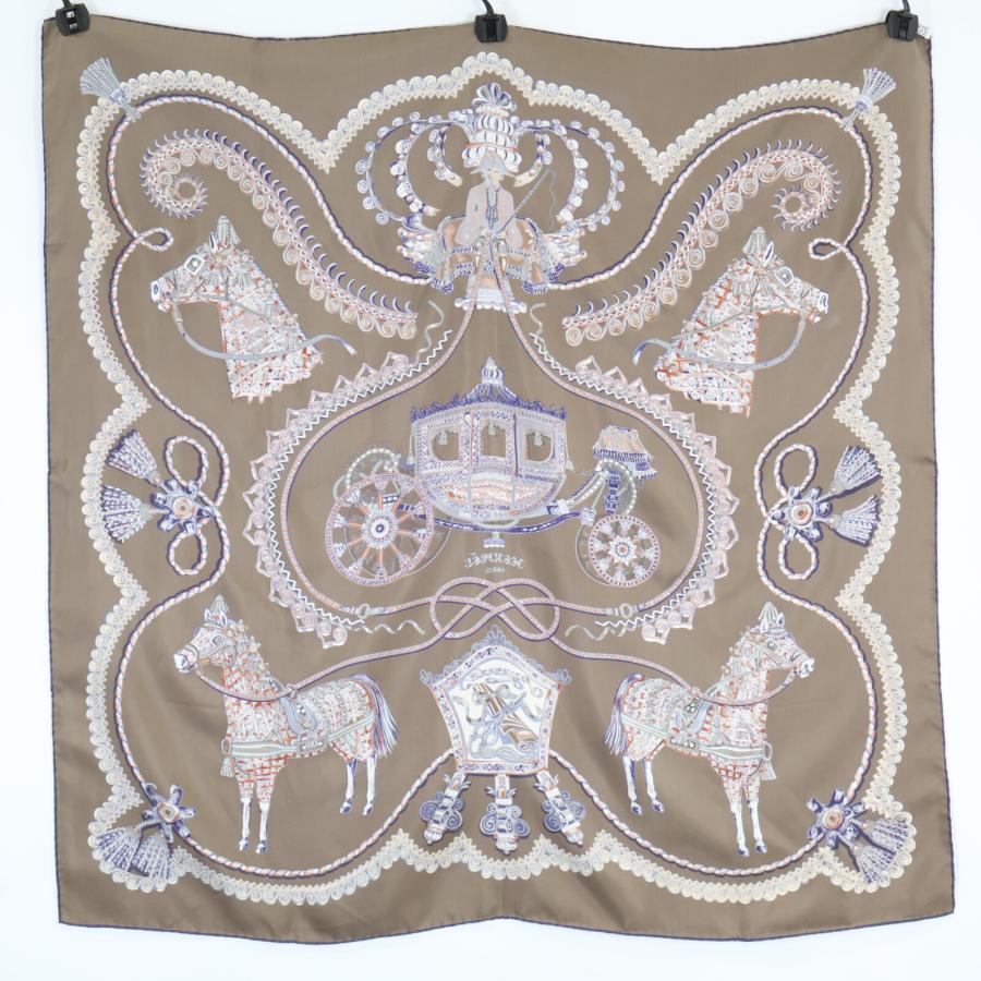 美品 HERMES エルメス PAPEROLES パプロール 馬車と貴族 シルク カレ90