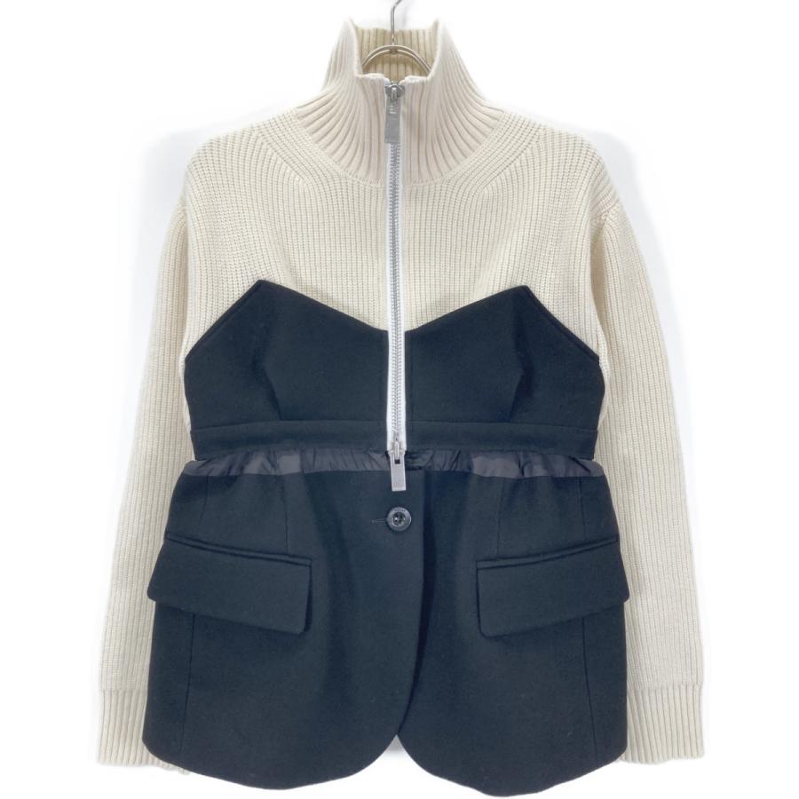 sacai（サカイ） 22-06387 Wool Melton Knit Jacket オフホワイト