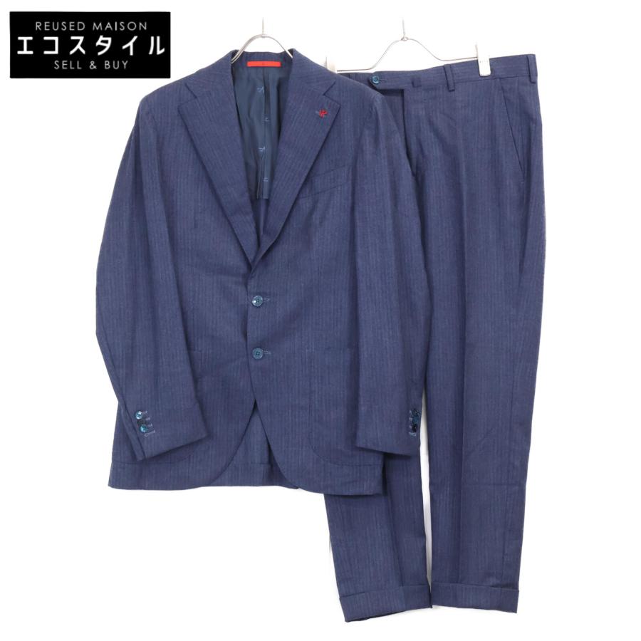 ISAIA イザイア 美品 PR41 04020 02153 シルク混 シャドウストライプ 