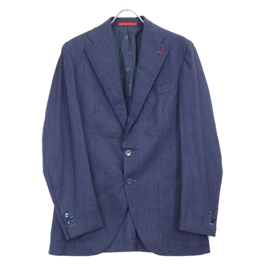 ISAIA イザイア 美品 PR41 04020 02153 シルク混 シャドウストライプ 