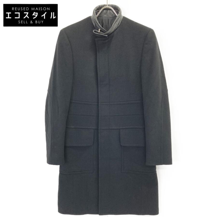 GUCCI（グッチ） 48P4F0 カシミヤ混 レザー切替 スタンドカラー コート