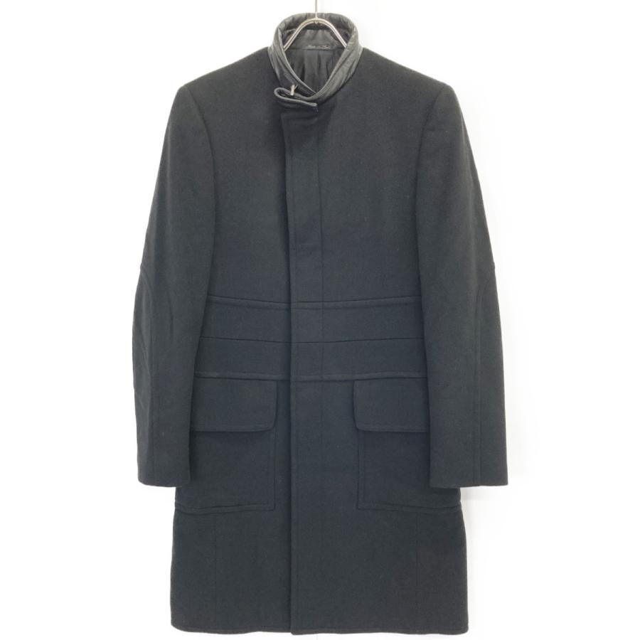 GUCCI（グッチ） 48P4F0 カシミヤ混 レザー切替 スタンドカラー コート