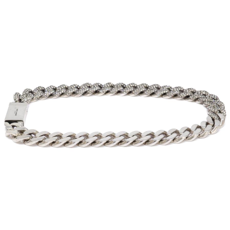 SAINT LAURENT シルバー チェーンネックレス SAINT LAURENT PARIS サンローランパリ メタル/ラインストーン 喜平