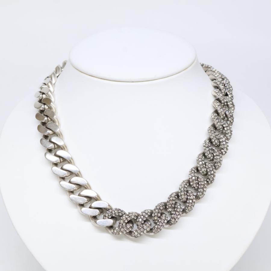 Saint Laurent ネックレス　喜平　メタルカーブ　ラインストーン SAINT LAURENT PARIS サンローランパリ メタル/ラインストーン 喜平