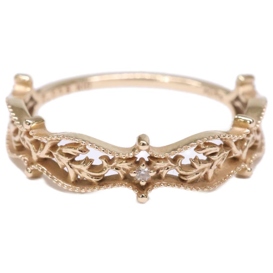 agete（アガット） 美品 K10 0.005 透かし ダイヤモンド リング 指輪