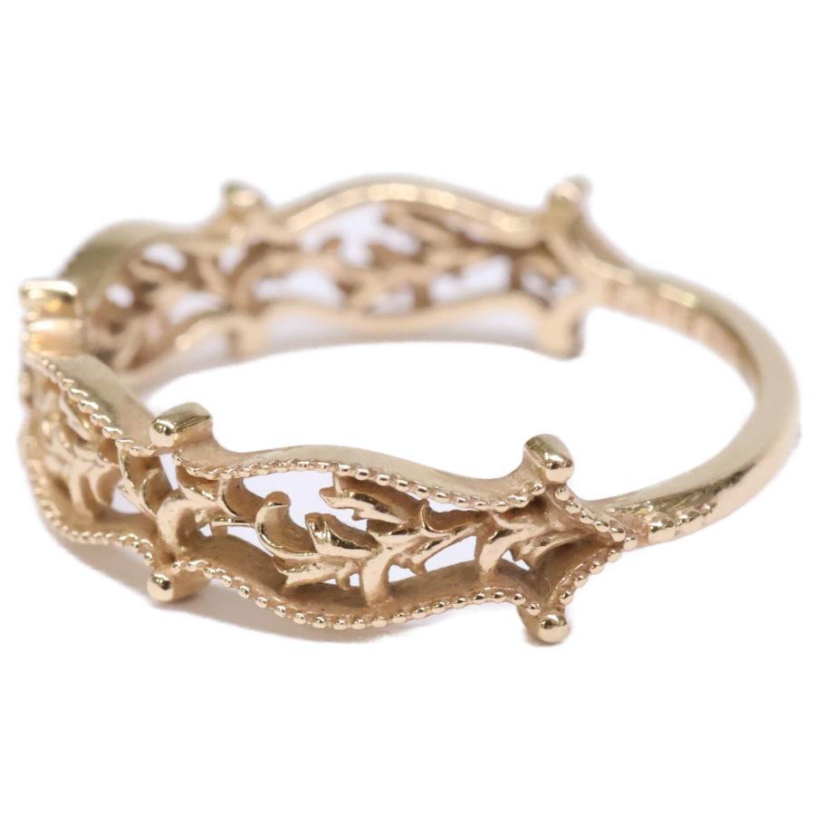 agete（アガット） 美品 K10 0.005 透かし ダイヤモンド リング 指輪