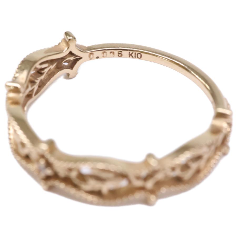 agete（アガット） 美品 K10 0.005 透かし ダイヤモンド リング 指輪