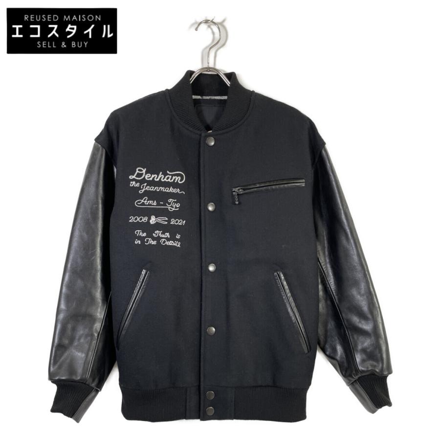 LES HOMME（レゾム） ジャケット ウール、リアルレザー切り替え ブラック DENHAM デンハム 01-21-10-20-870 裏地ラメタイガー柄 レザー切替