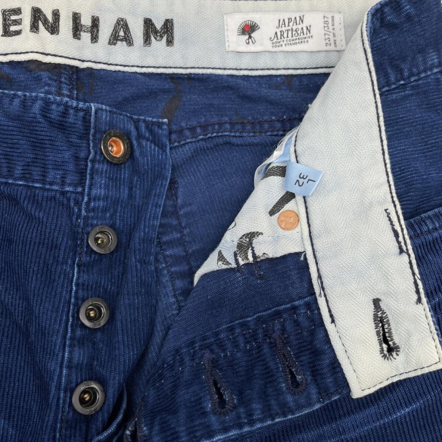 DENHAM デンハム ブルー RAZOR 日本製 ウォッシュ加工 コーデュロイ