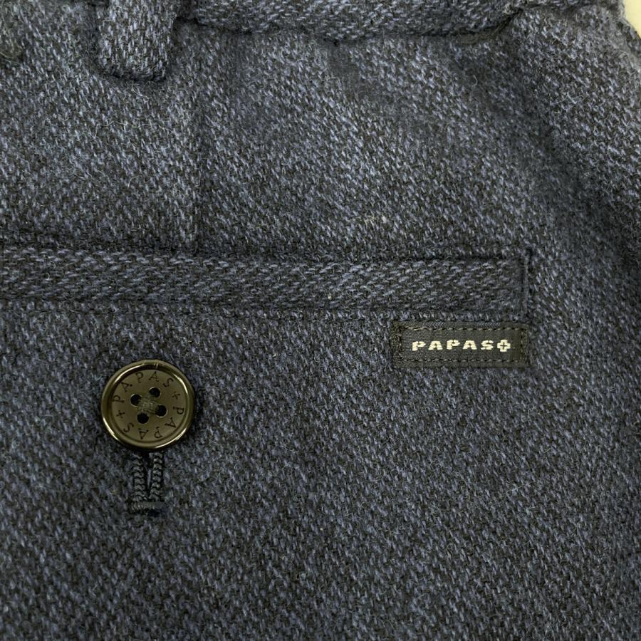 PAPAS パパス 【+】ネイビー D041CFP011 ウールフランネル パンツ