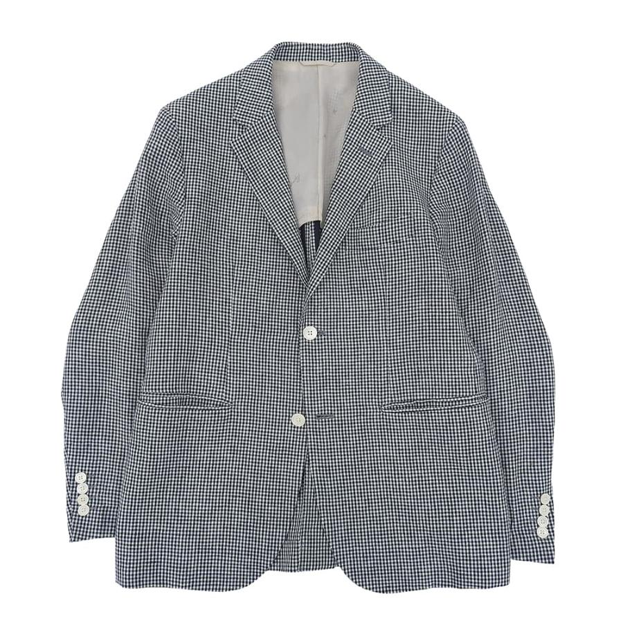 Papas パパス ＋ リネン チェック テーラードジャケット メンズ