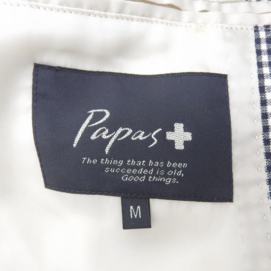 Papas パパス ＋ リネン チェック テーラードジャケット メンズ