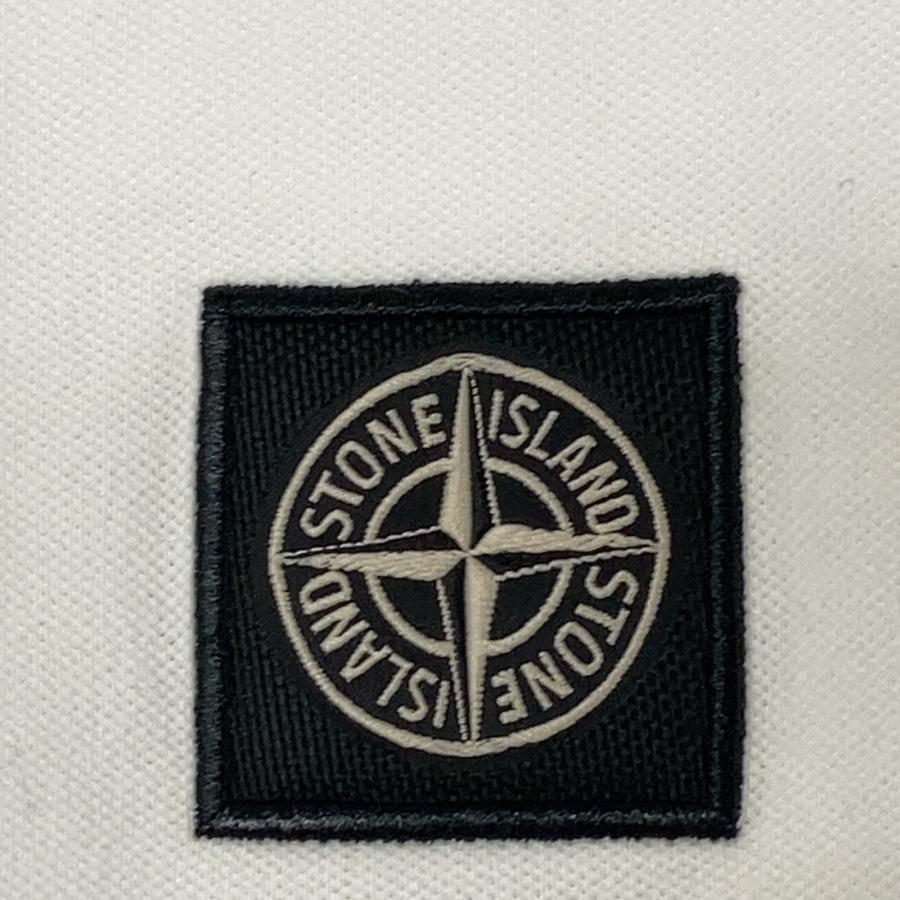 STONE ISLAND ストーンアイランド ホワイト ロゴパッチ 半袖ポロシャツ