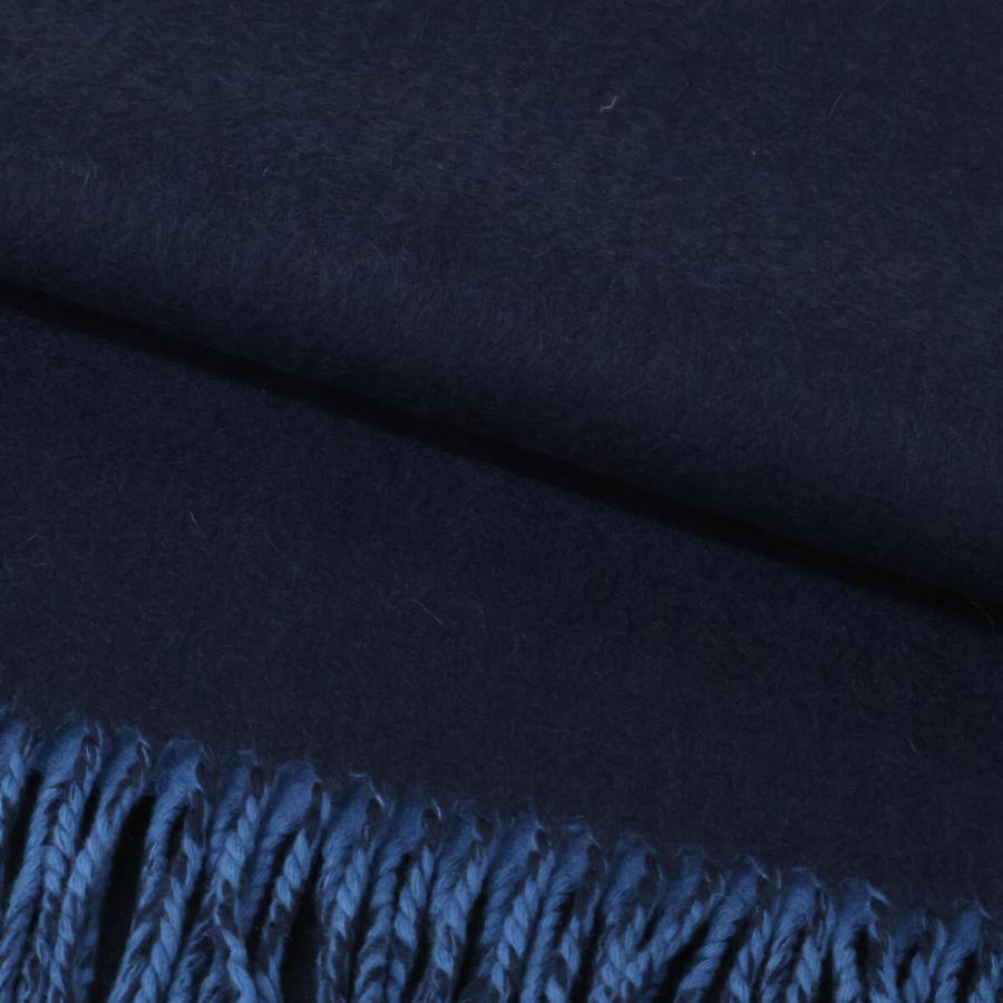 HERMES エルメス ロゴ刺繍 カシミヤ フリンジ リバーシブル マフラー