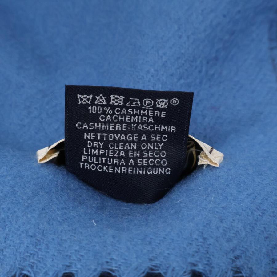 J☆HERMES☆リバーシブルロゴマフラー HERMES エルメス ロゴ刺繍 カシミヤ フリンジ リバーシブル マフラー