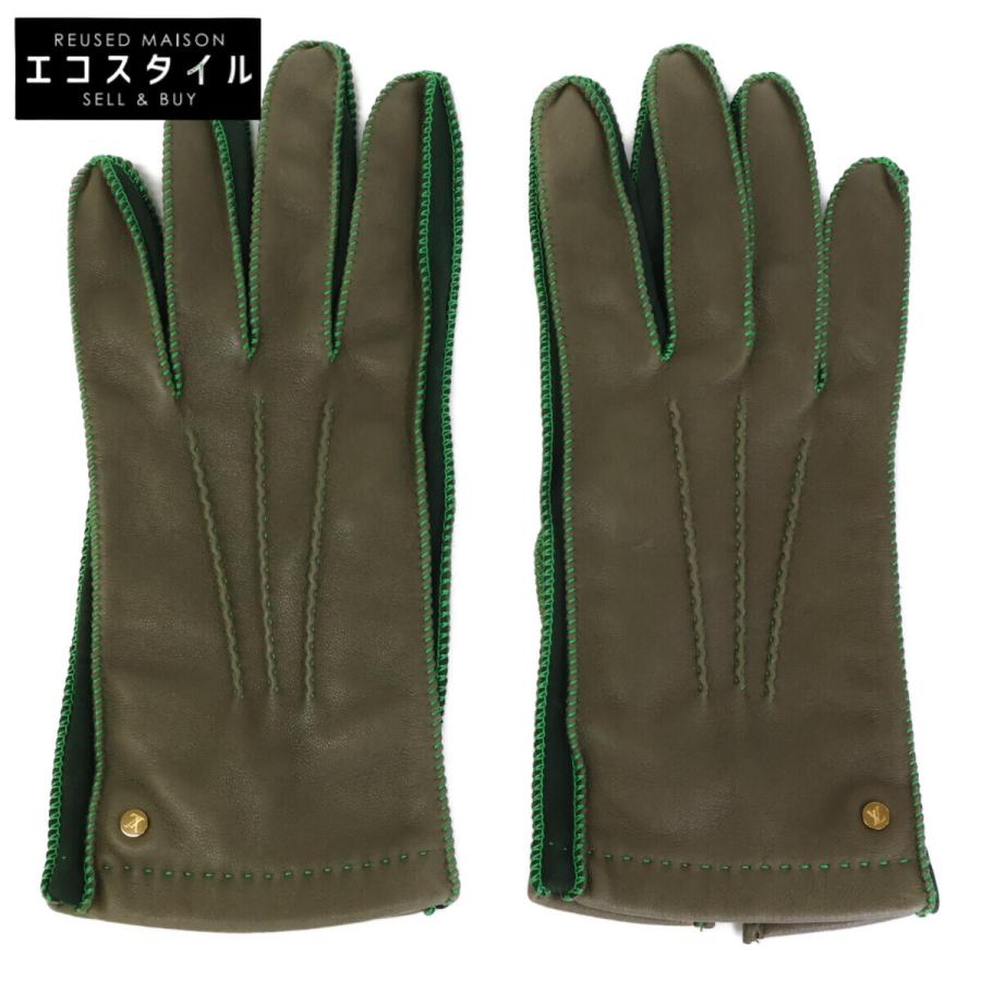 LOUIS VUITTON ルイヴィトン レザー グローブ M ダークブラウン メンズ