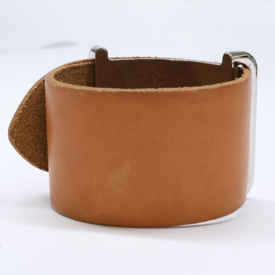 HERMES エルメス □E刻印 レザー ブレスレット ブラウン/シルバー