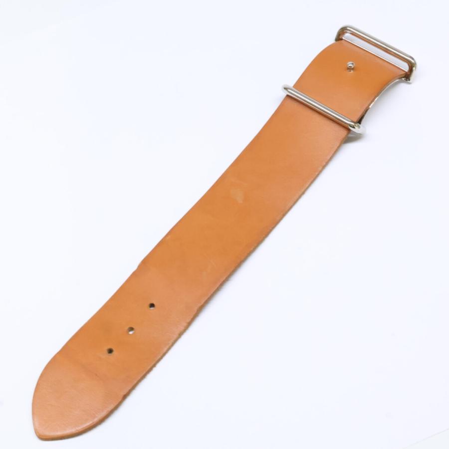 HERMES エルメス □E刻印 レザー ブレスレット ブラウン/シルバー