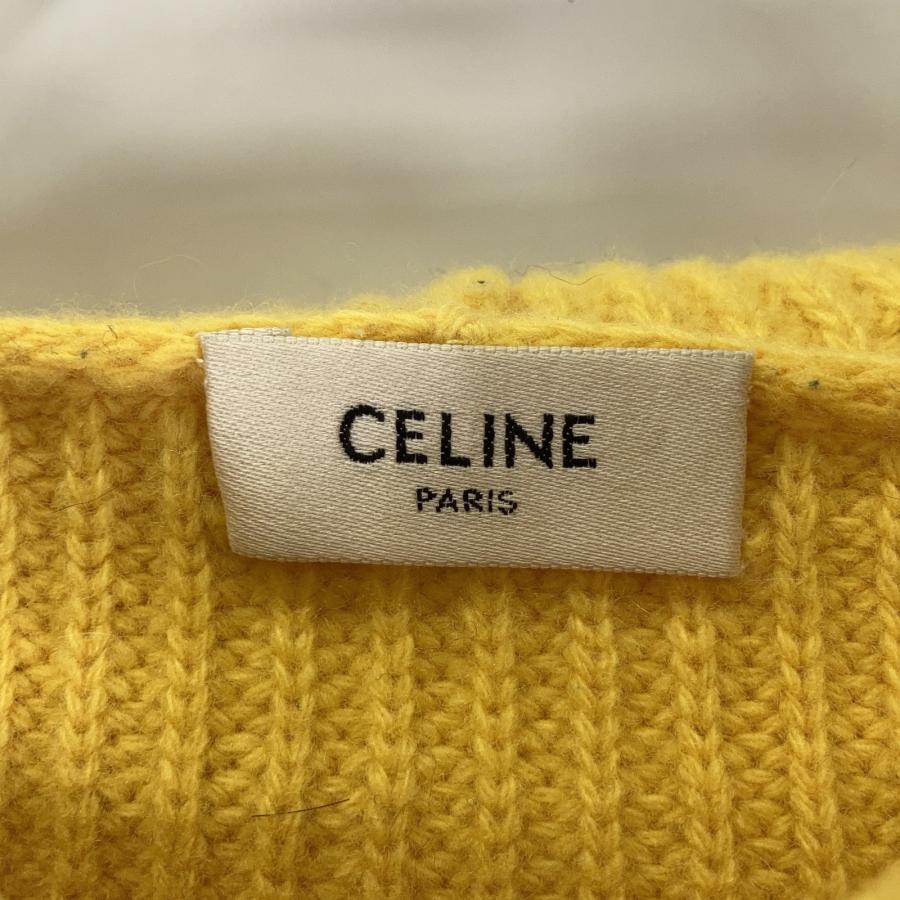 CELINE セリーヌ イエロー 2A85W423P エディ期 リブ編みロゴパーカー イエロー L トップス ウール メンズ 中古の画像