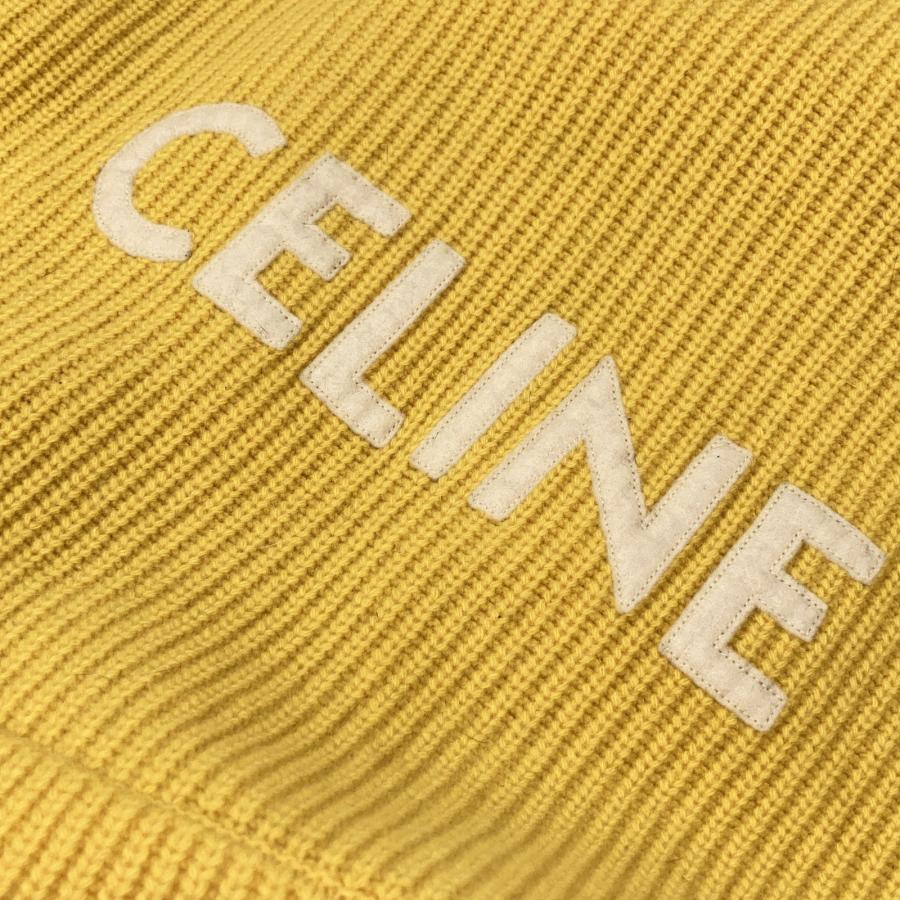 CELINE セリーヌ イエロー 2A85W423P エディ期 リブ編みロゴパーカー イエロー L トップス ウール メンズ 中古の画像
