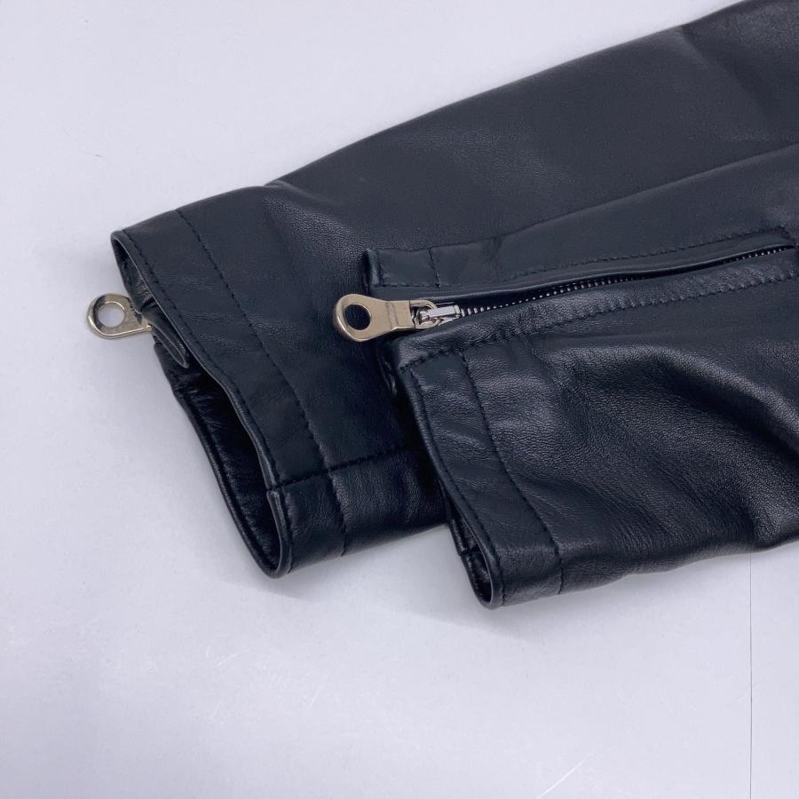 【美品】CINQUANTA メンズシングルライダース ブラック 46 イタリア製】CINQUANTA レザー ライダースジャケット 黒 46 羊革