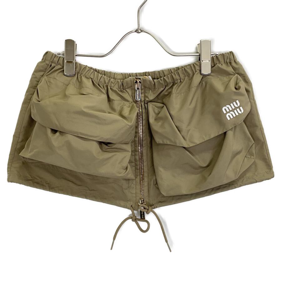 miumiu ロゴ　スカート miu miu（ミュウミュウ） ロゴ ドローストリングテクニカル