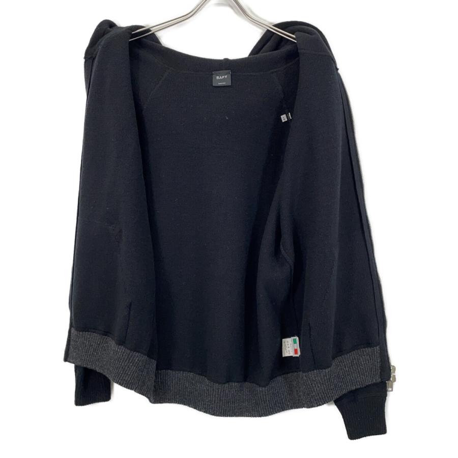 BAFY バフィー ブラック ウール ジップアップ ニットパーカー 48