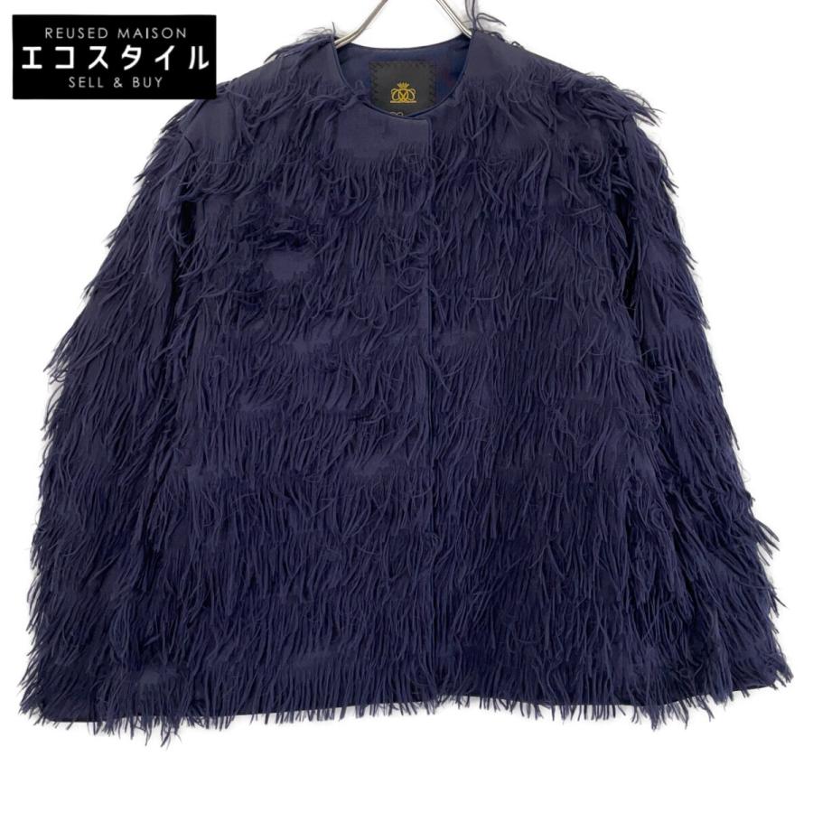 DRAWER（ドゥロワー） 6525-299-0913 ネイビー フリンジ ジャケット