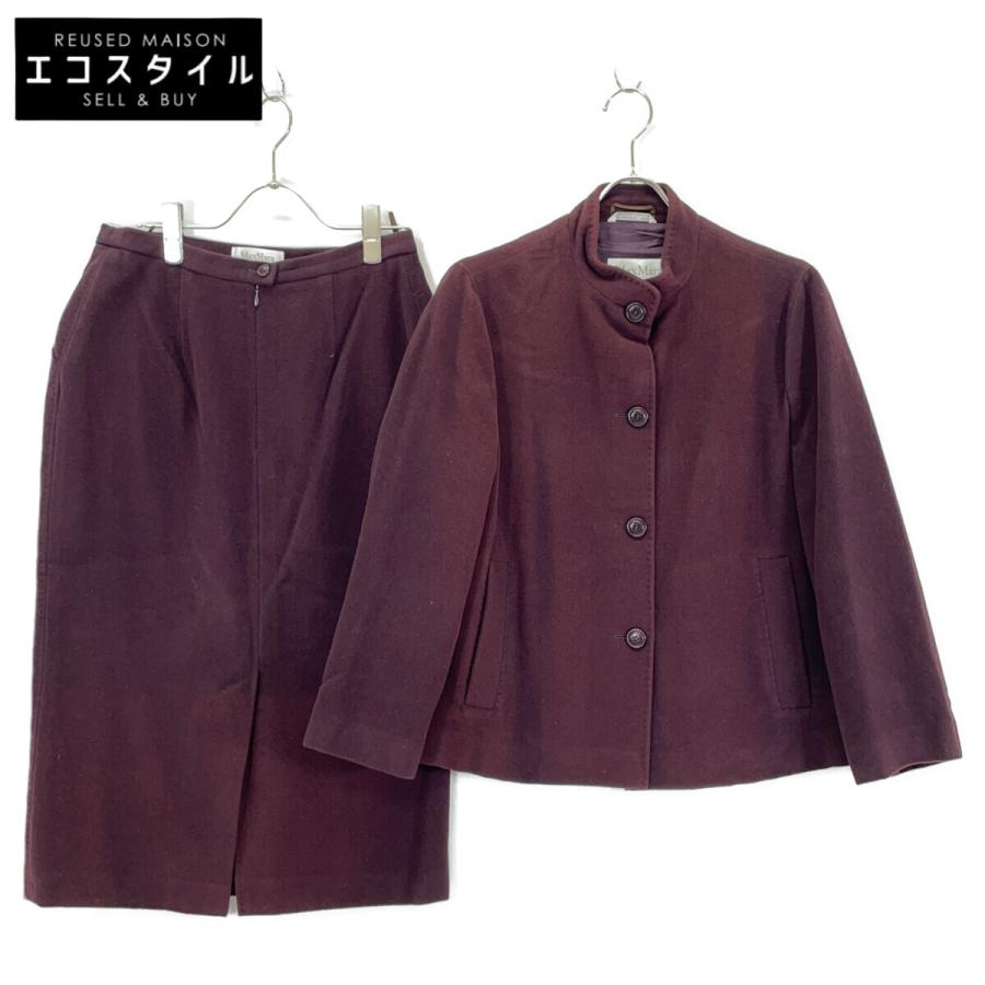 Max Mara マックスマーラ アンゴラ ワインレッド 白タグ セットアップ 