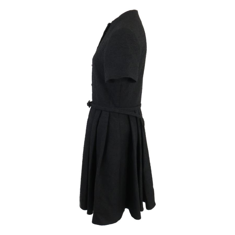 美品/国内正規 Christian Dior クリスチャンディオール 421R66A1761 ウールｘコットン ベルト付 ブークレ ショートドレス 38の画像