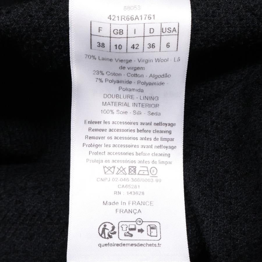美品/国内正規 Christian Dior クリスチャンディオール 421R66A1761 ウールｘコットン ベルト付 ブークレ ショートドレス 38の画像