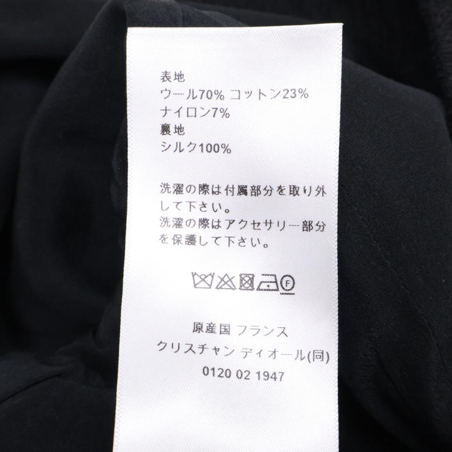 美品/国内正規 Christian Dior クリスチャンディオール 421R66A1761 ウールｘコットン ベルト付 ブークレ ショートドレス 38の画像