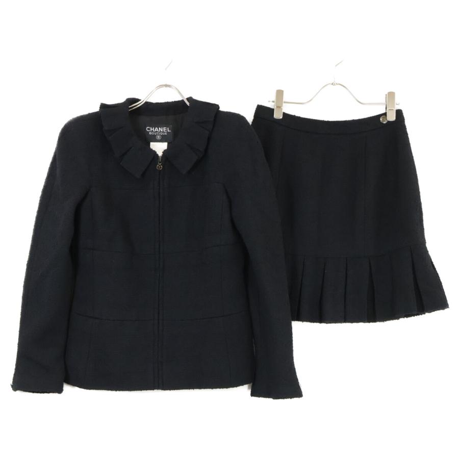 美品/  CHANEL シャネル P09679V05945 97A ツイード ジャケット/スカート セットアップ 40 ブラック レディースの画像